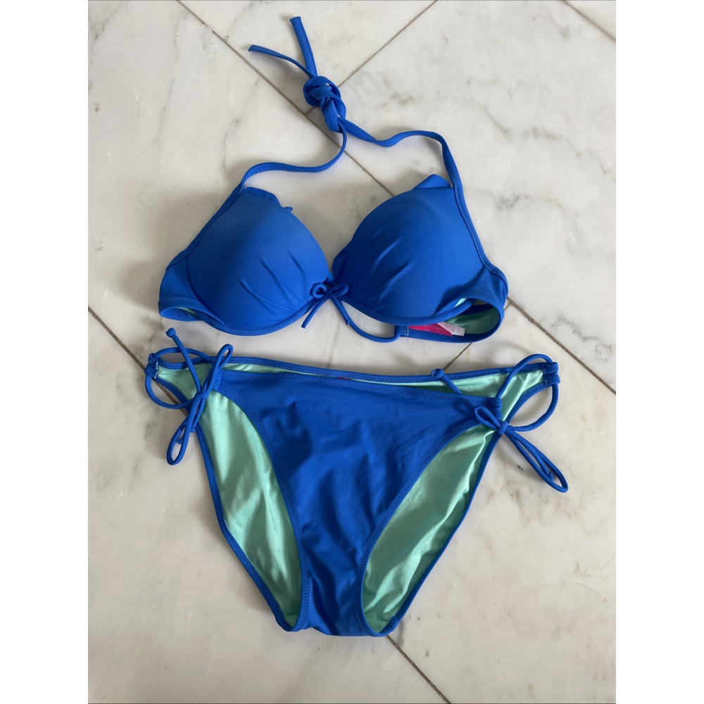 Victoria's Secret Royal Blue Two-Piece Bikini with Mint Lining